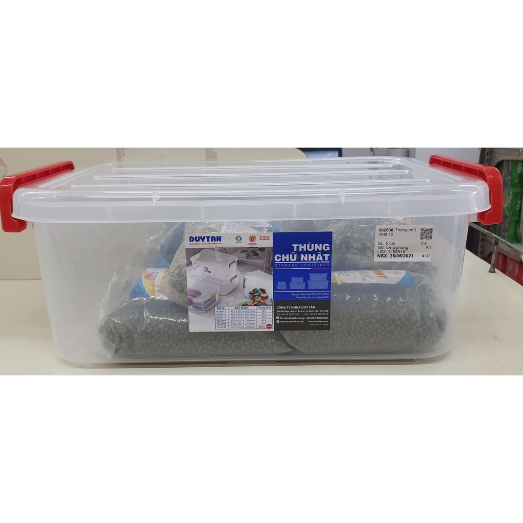 Thùng Nhựa Chữ Nhật Trong Suốt Duy Tân 10L/15L/30L-TIỆN DỤNG
