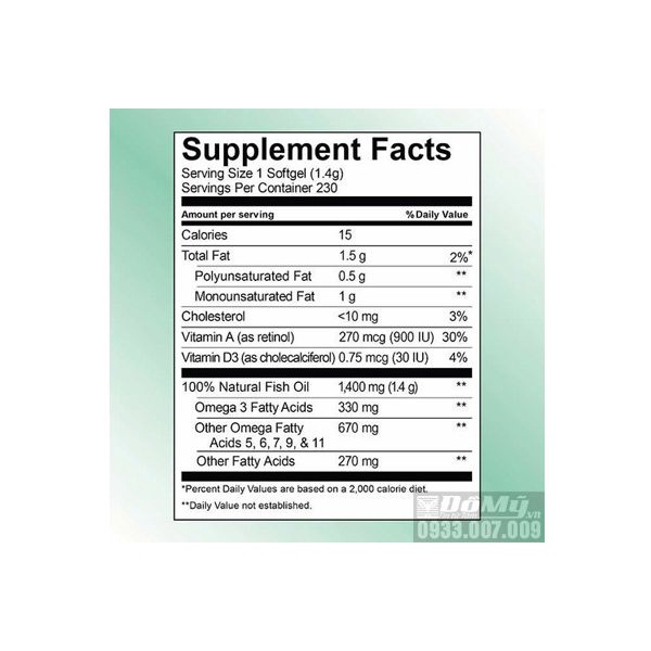 Viên uống Dầu Cá Alaska Kirkland Signature Wild Alaskan Fish Oil 1400 mg 230 viên của Mỹ