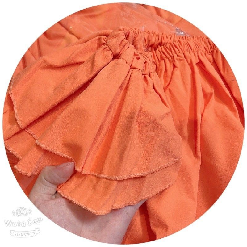 BÁN SỈ BỘ NỮ TRỄ VAI ÁO CAM QUẦN SHORT ĐEN CHO NỮ