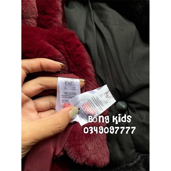 Áo Coat Lông Bé Gái Túi Trước F&amp;F