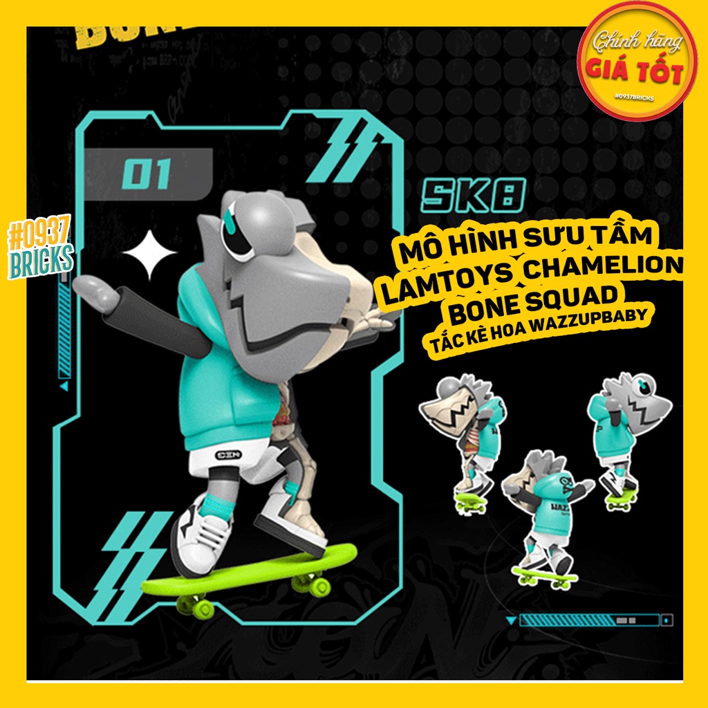 MÔ HÌNH KHỦNG LONG WAZZUPBABY BONESQUAD x Mighty Jaxx Đồ chơi mô hình Tắc kè 0937Bricks
