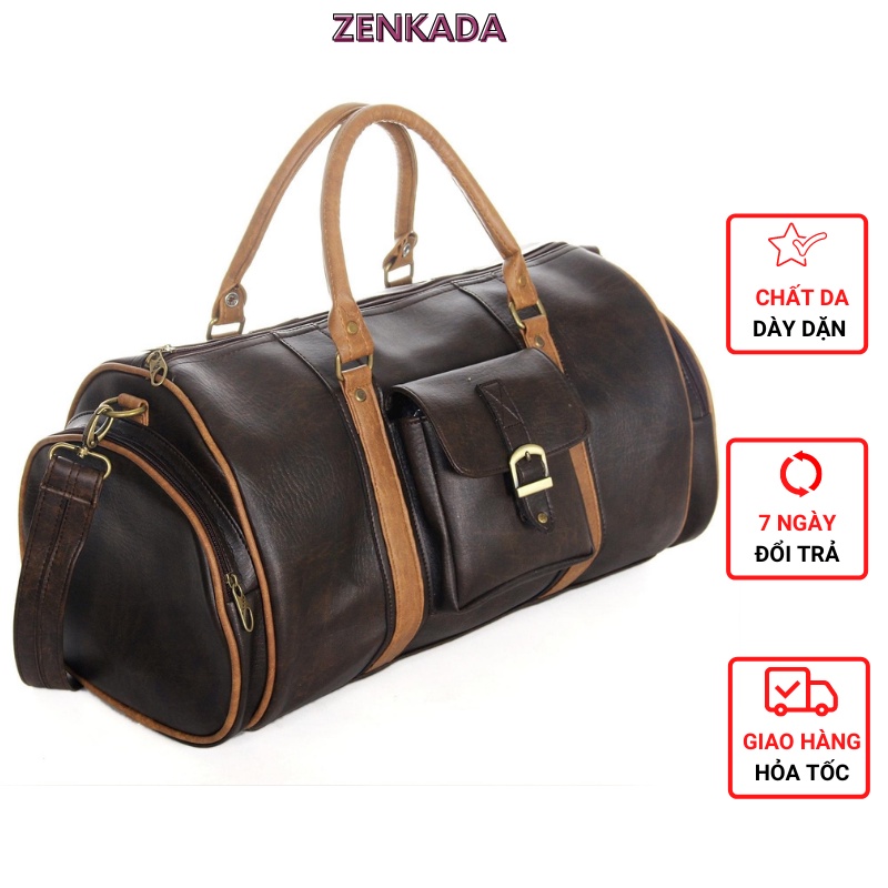 Túi da du lịch cao cấp chống nước cỡ lớn Zenka rộng rãi đựng được nhiều đồ rất tiện dụng_ZKDL01_1