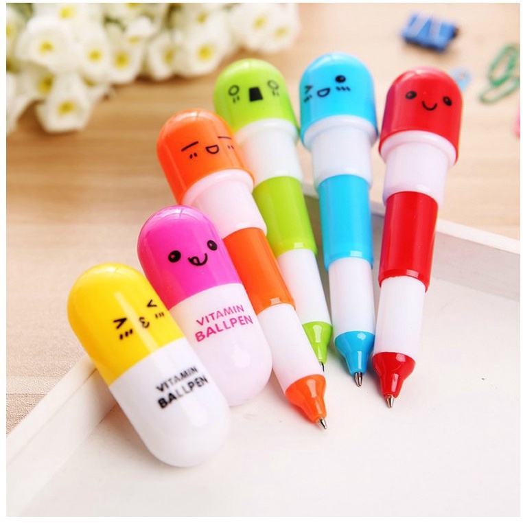 Bút bi mực xanh hình viên thuốc, sỉ lẻ đồng giá BB07