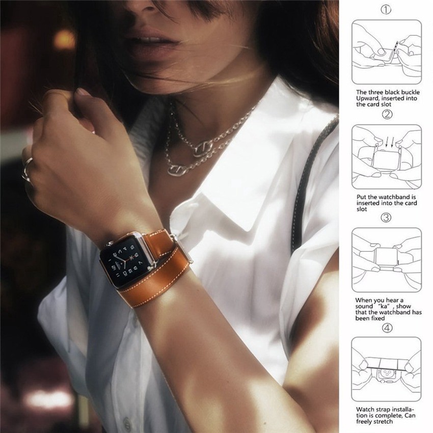 Dây đeo da thay thế đồng hồ thông minh thích hợp cho Apple Watch 38mm 40mm 42mm 44mm Cho Iwatch Series 6 Se 5 4 3 2 1