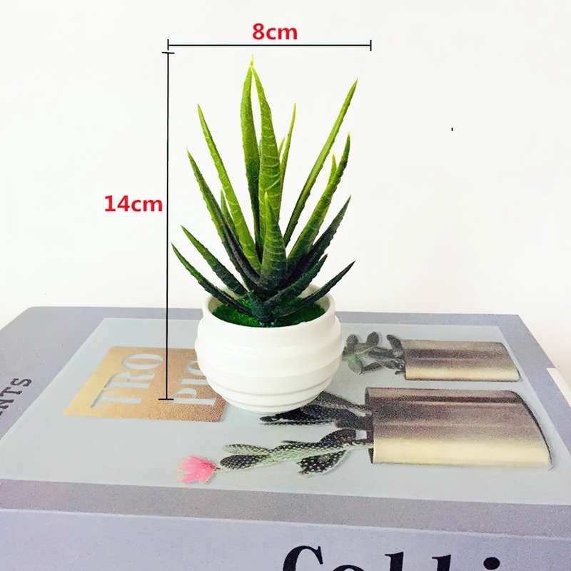 Chậu cây lô hội / kê nhân tạo mini bằng nhựa xinh xắn để bàn dùng trang trí nhà / văn phòng / nhà tắm
