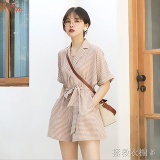 Bộ Áo Liền Quần Eo Cao Dáng Rộng Trẻ Trung Phong Cách Hàn Quốc Cho Bạn Gái