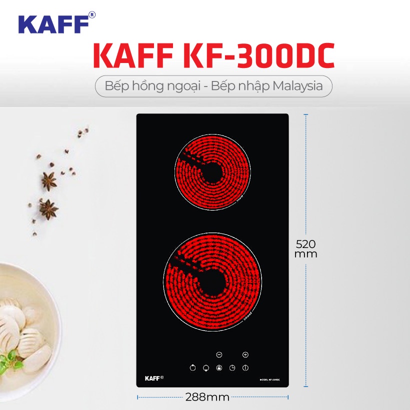 Bếp hồng ngoại đôi cảm ứng Domino KAFF KF-330DC - HÀNG NHẬP MALAYSIA - Bảo hành chính hãng 5 năm
