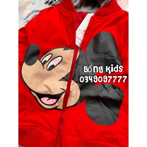 Áo Bomber Hoodie Bé Trai &amp; Bé Gái Mickey Đỏ