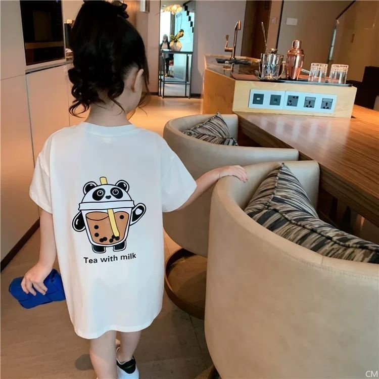 Đầm Thun In Hình Gấu Thời Trang Hàn Quốc Cho Bé Gái 1-8 Tuổi