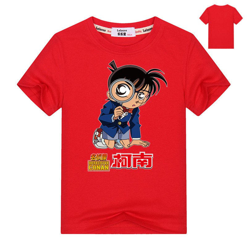 Áo thun cotton ngắn tay họa tiết Thám Tử Conan cho bé