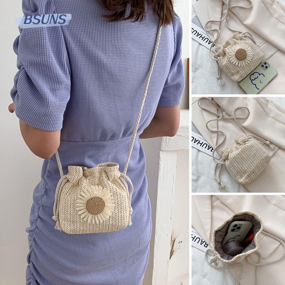 Túi Cói Dây Rút Đeo Vai Phong Cách Cổ Điển Thời Trang Cho Nữ