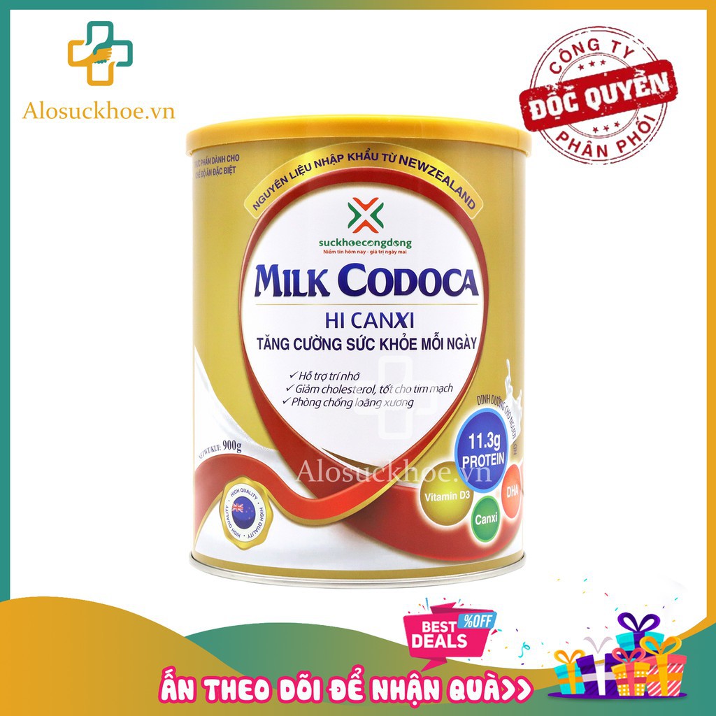 [CHÍNH HÃNG]  combo mua 3 tặng 1 Sữa tốt cho tim mạch và phòng chống loãng xương- Milk Codoca Hi Canxi 900g