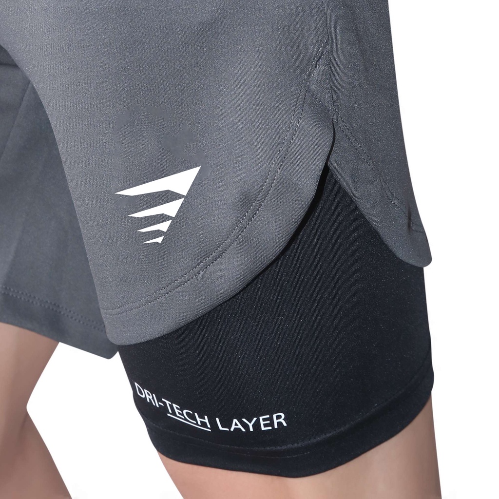 Quần đùi tập gym nam Dri-Tech Layer chất thun thể thao 2 lớp