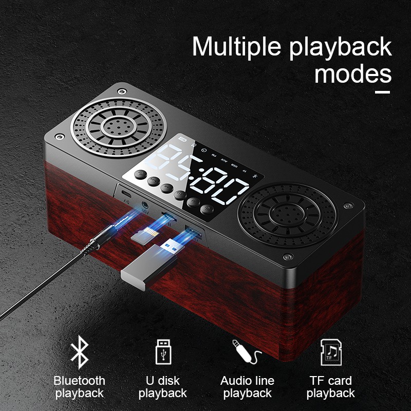 Loa Bluetooth không dây bằng gỗ Super Bass HD HIFI Sound TF Card Loa