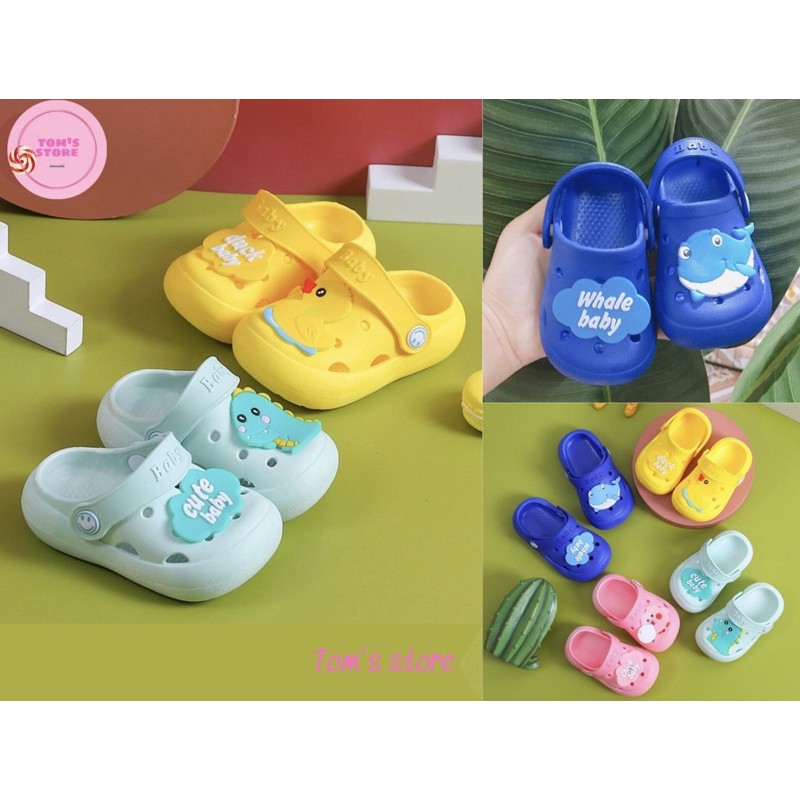 dép sục quai hậu whale baby chất liệu nhựa PVC chống trơn trượt cho bé trai bé gái