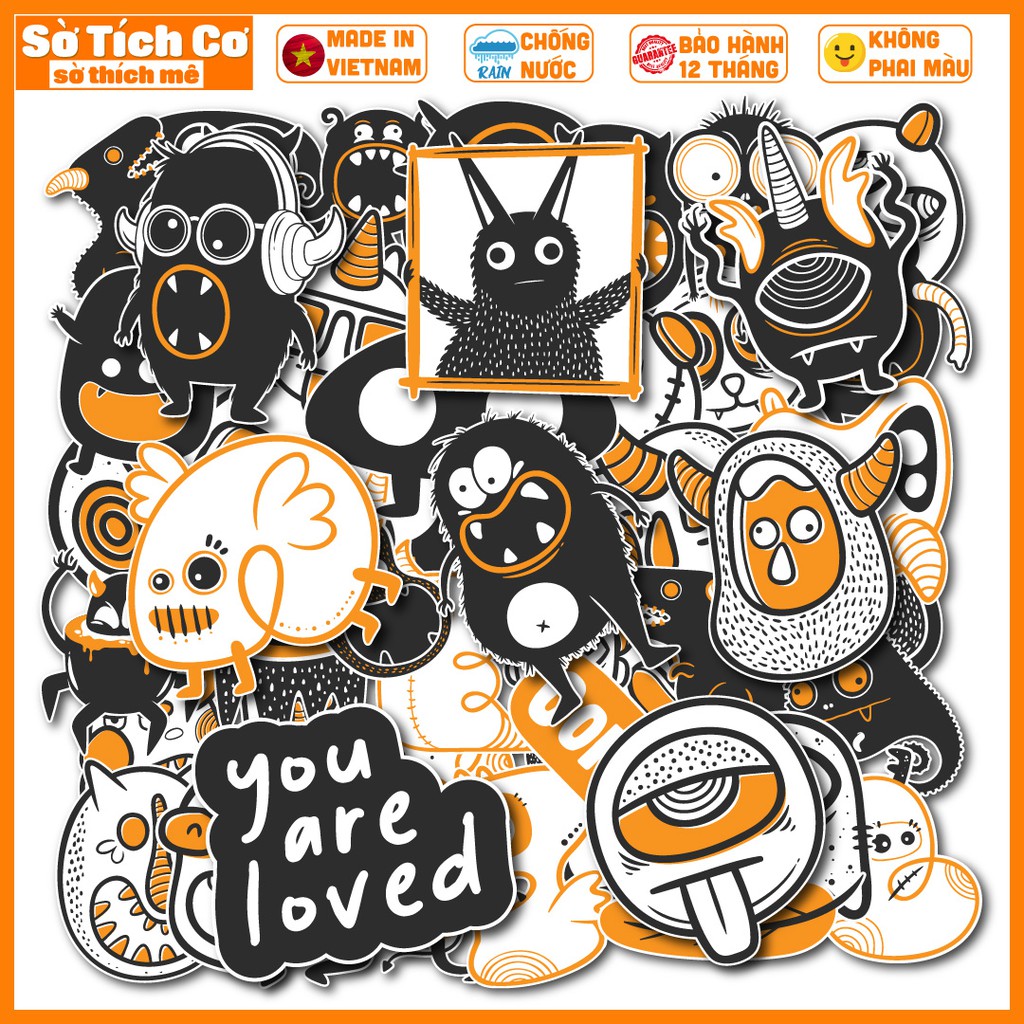 Cute Monster dán điện thoại, laptop, mũ bảo hiểm, guitar, vali MSP: C07