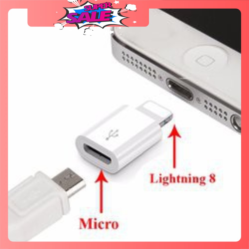 [Giá Sốc] [Rẻ] Đầu chuyển micro Usb sang Lightning Iphone [HN]