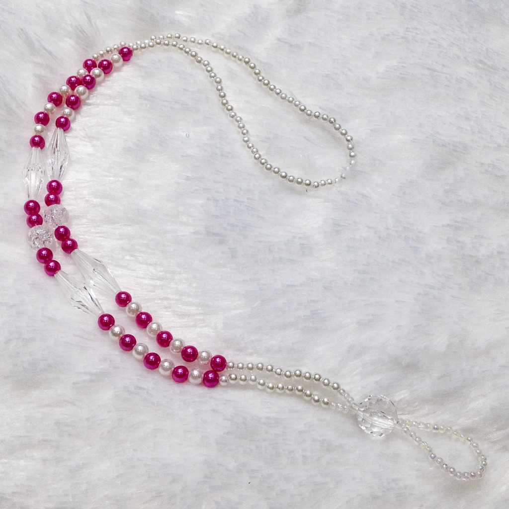 Dây đeo bảng tên thẻ id cho nhân viên học sinh kết chuỗi cườm hạt trai dễ thương