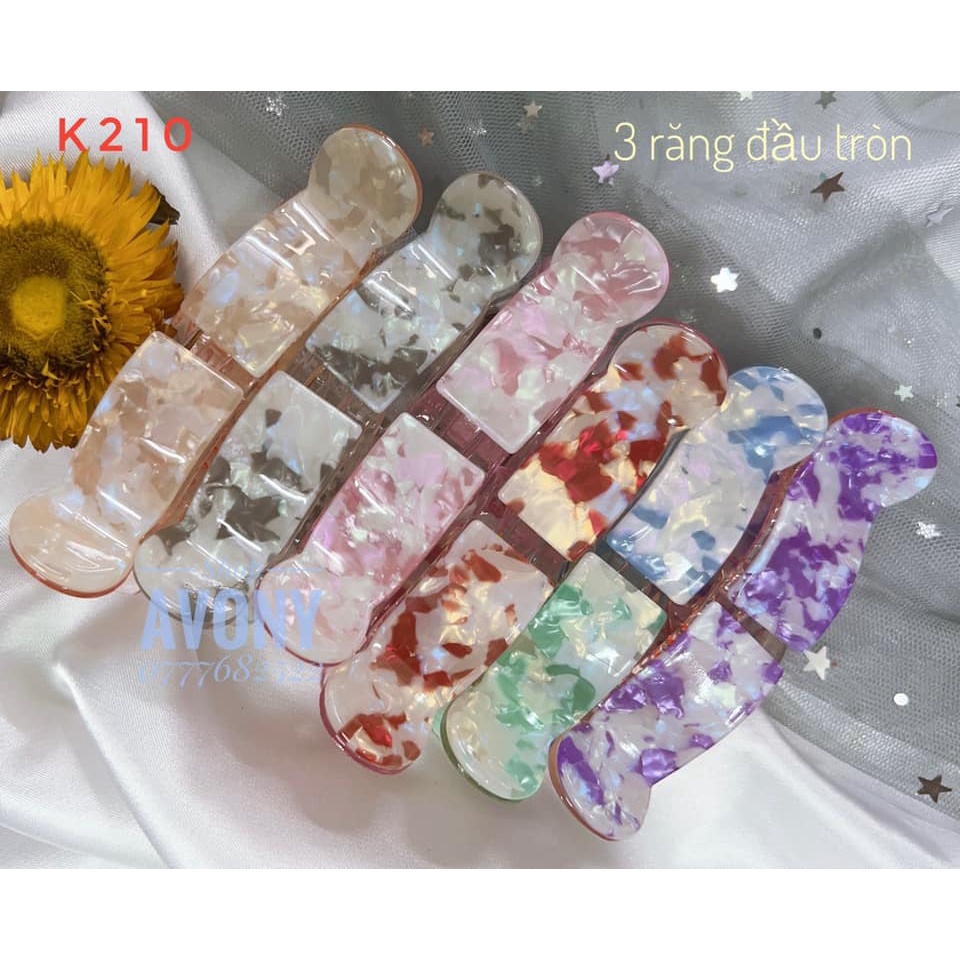 Kẹp tóc càng cua 3 - 5 răng meka óng ánh vân đá, Bấu tóc, cào tóc