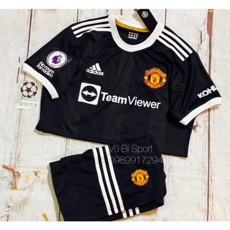 Set Bộ quần áo bóng đá vải gai thái clb manchester united Mu màu đen 2021 2022 🥇