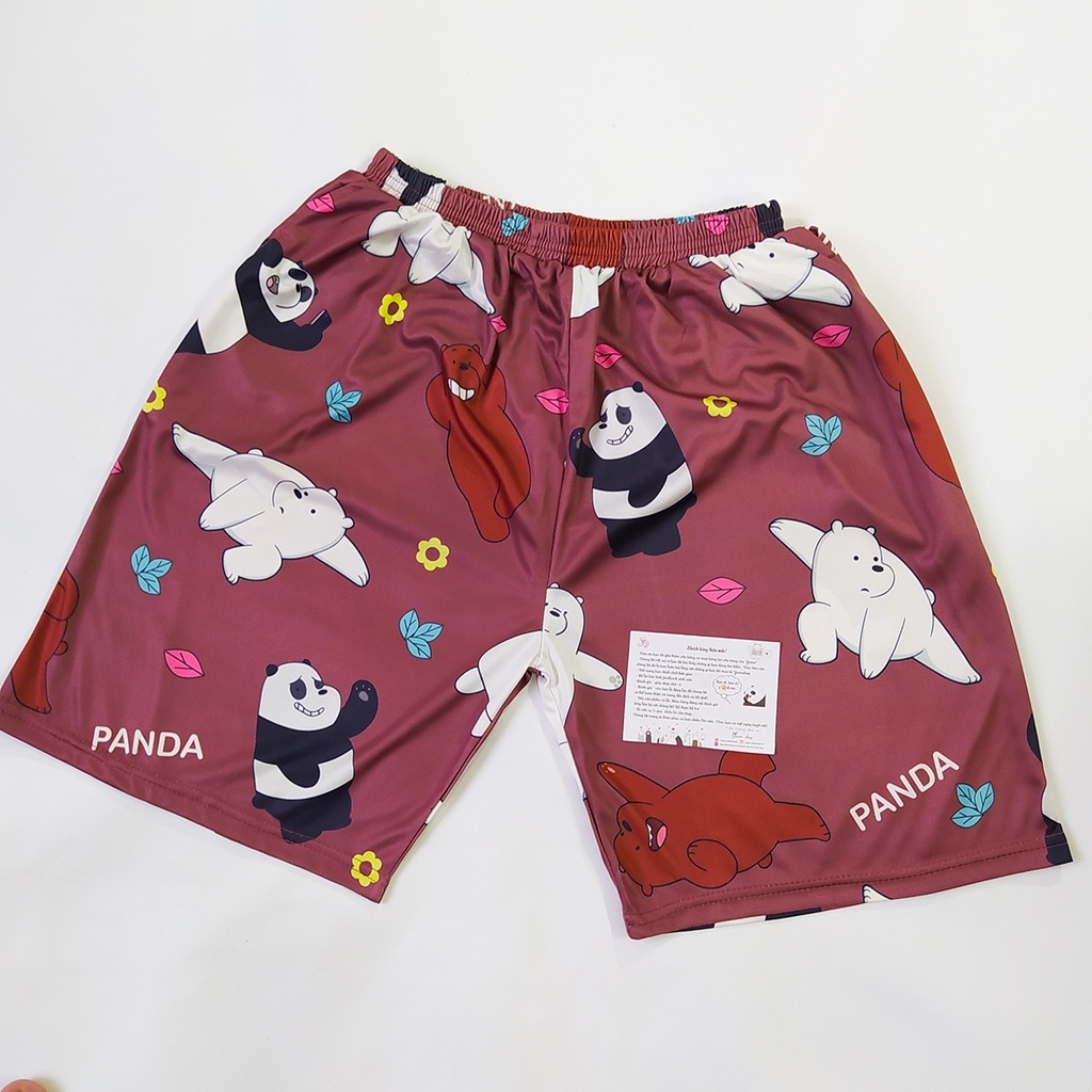 Quần đùi hoạt hình họa tiết gấu nâu form rộng unisex
