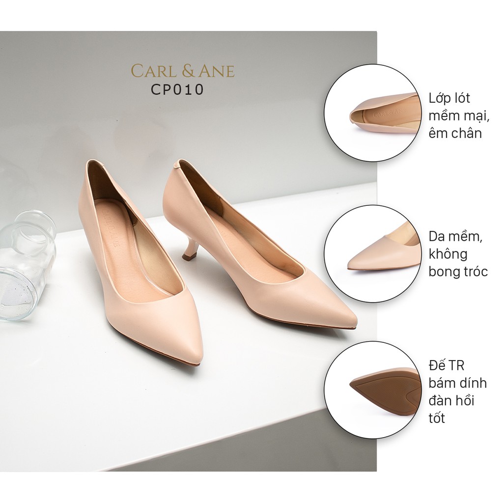Carl &amp; Ane - Giày cao gót dáng công sở gót nhọn cao 6cm màu nude _ CP010