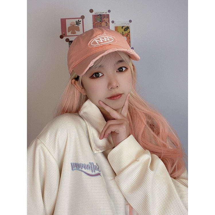 Nón Kết Thêu Chữ Màu Hồng Thời Trang Mùa Hè Cho Nữ