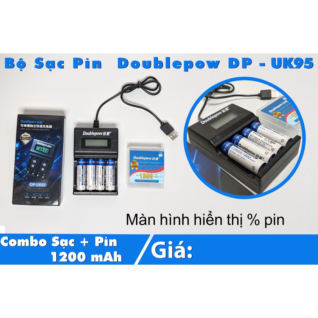 Combo pin AA 3200mAh kèm sạc hoặc pin riêng Doublepow UK95 giá siêu tốt hàng nhập loại 1 - Bảo hành 12 tháng