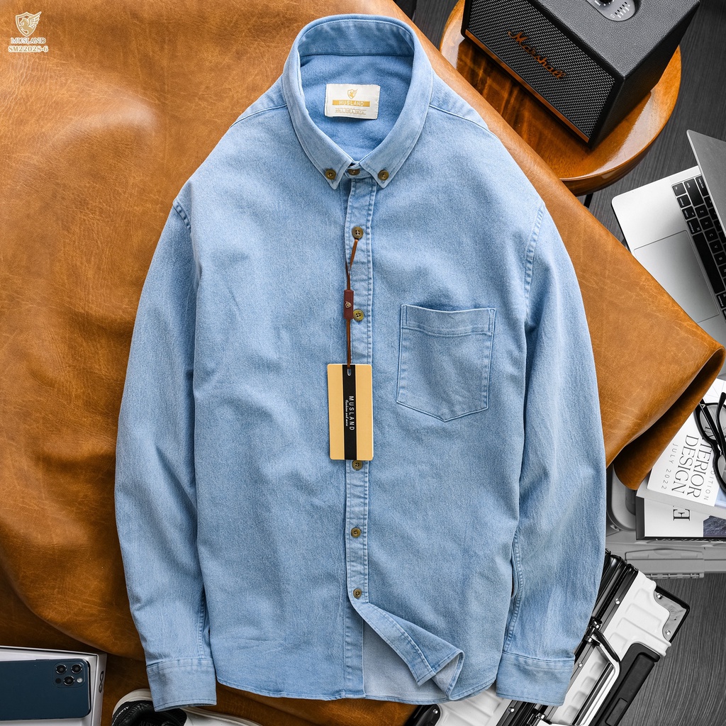 Áo sơmi Denim Musland Xanh Jean chất denim shop bán làm bao khách hàng mê mẫn ❤️ ❤️ SMML1i ❤️