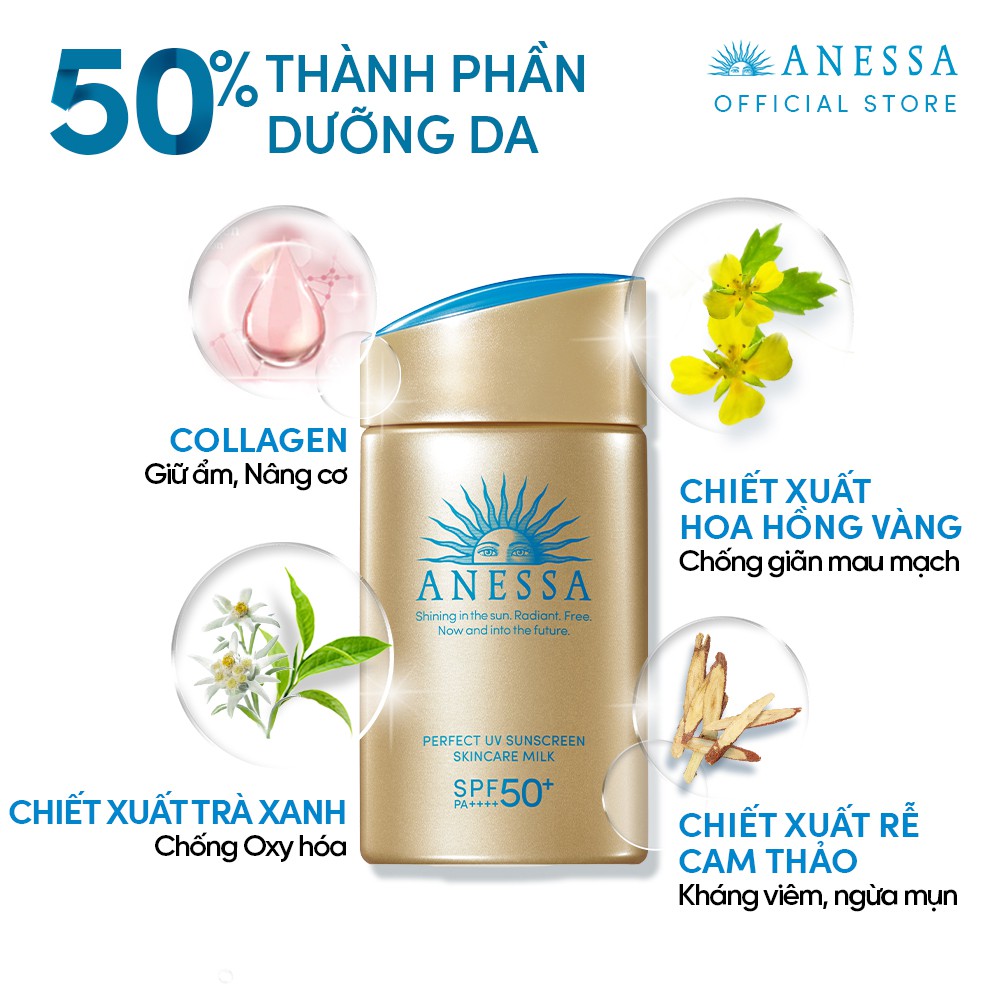 [HB GIFT]Sữa chống nắng dưỡng da kiềm dầu bảo vệ hoàn hảo Anessa Perfect UV Sunscreen Skincare Milk N SPF50+ PA++++ 60ml