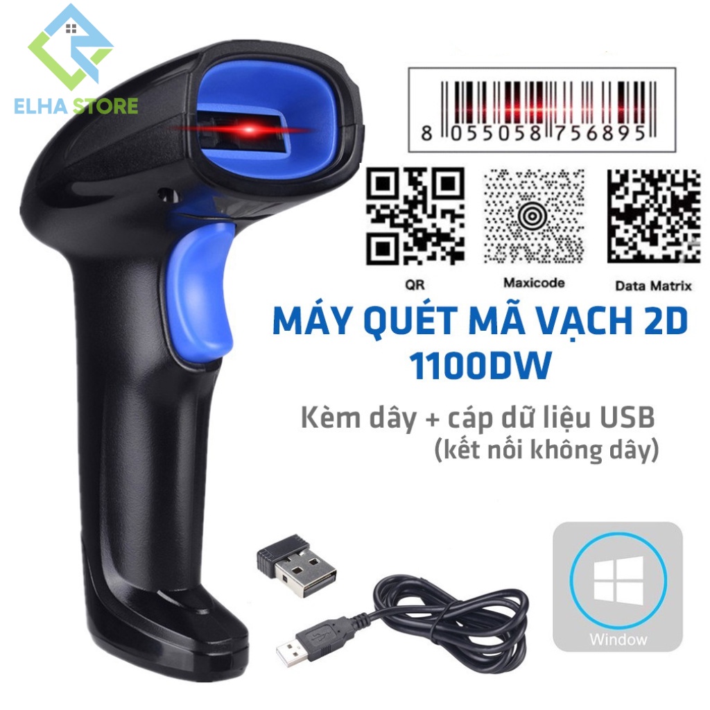 Máy quét mã vạch không dây YHD, máy scan mã vạch cầm tay Barcode 1D 2D chính hãng có bảo hành -  ELHA STORE