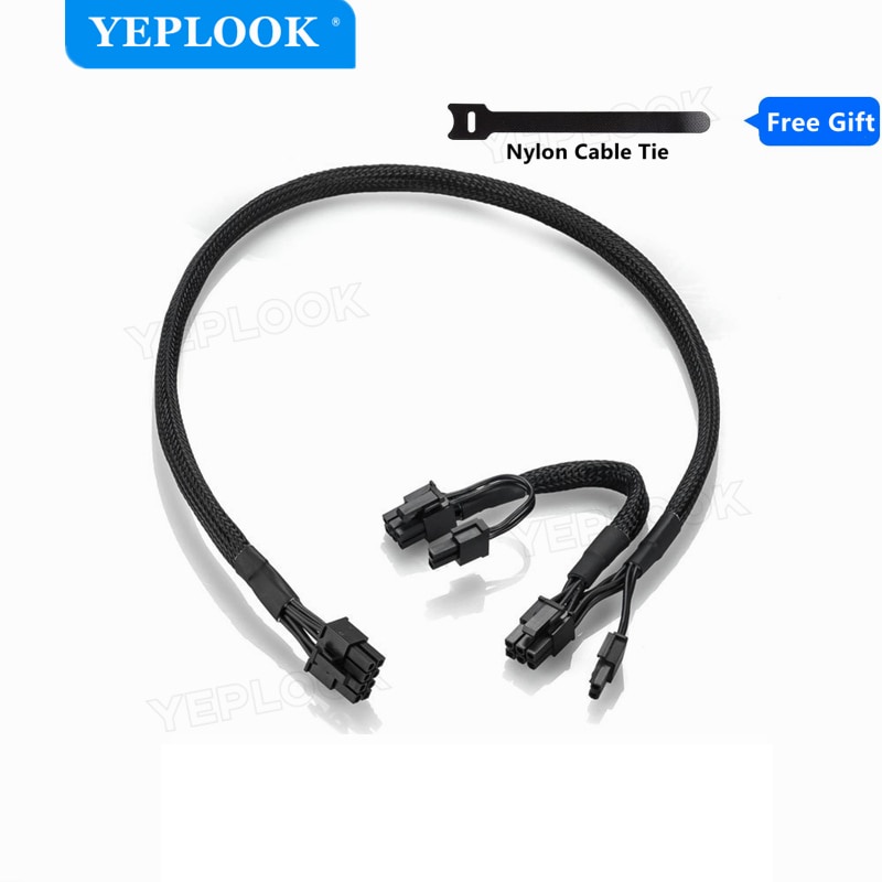 Cáp GPU PCIe 8Pin sang Dual 8Pin (6 + 2Pin) có tay 60 + 20CM 18AWG dành cho mùa FOCUS PLUS All Serie