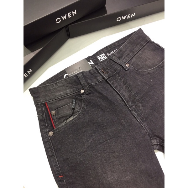 Quần Jean Nam Quần Bò Nam Hàng Hiệu Cao Cấp Owen QJSL23051 Ống Côn Slim Màu Xám Đậm Chất Liệu Cotton Spandex Đàn Hồi Tốt | BigBuy360 - bigbuy360.vn