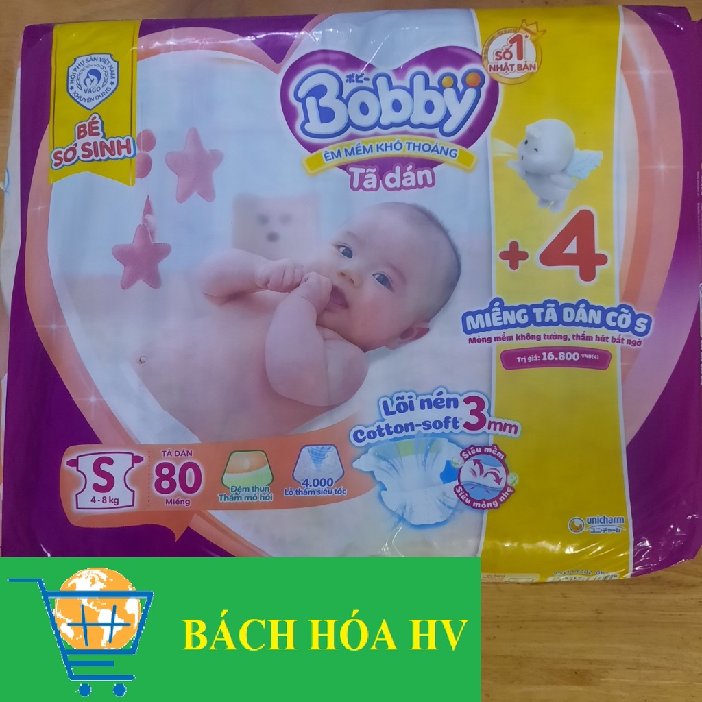 Tã/Bĩm Dán bé sơ sinh S 80 + 4 miếng - BACH HOA HV