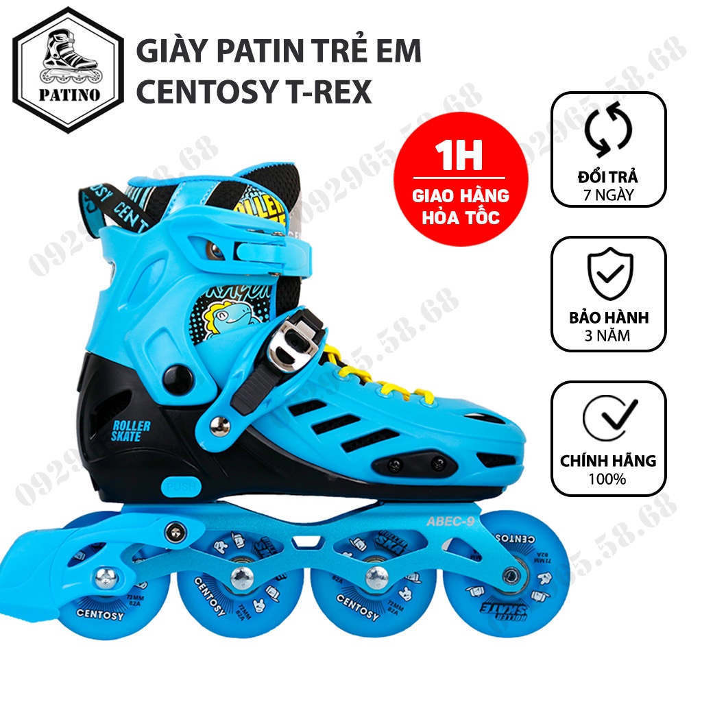 Giày patin trẻ em, 8 bánh phát sáng, Giày Trượt Patin Centosy T-rex chính hãng PATINO