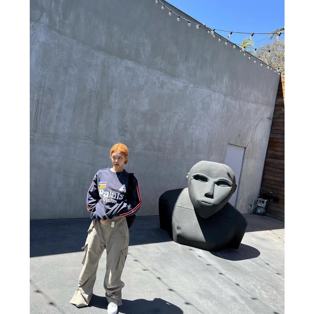 Jennie cùng phong cách cổ tròn in chữ Mỹ thời trang mùa thu cặp đôi váy cotton(cotton nguyên chât)