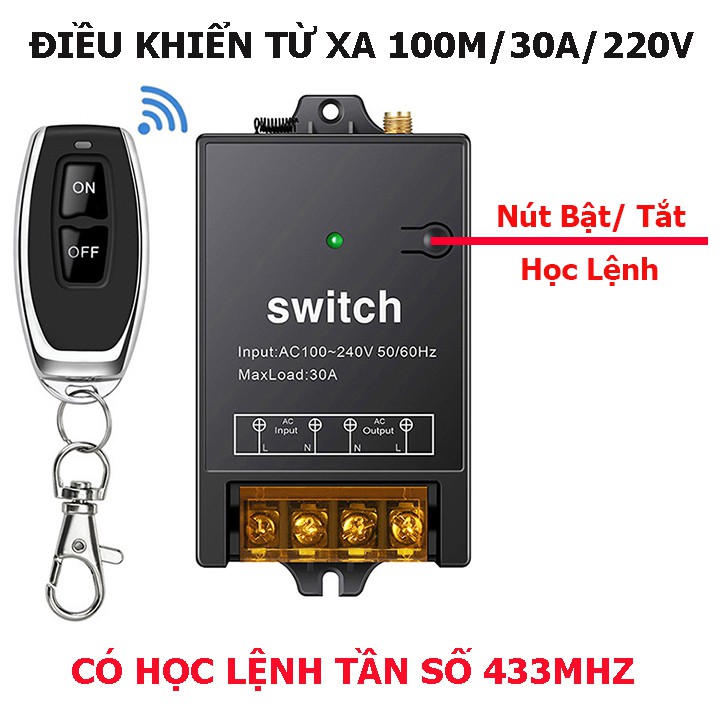 Bộ công tắc điều khiển từ xa máy bơm nước máy rửa xe [MẪU MỚI 2021] 100m/3000W/220V