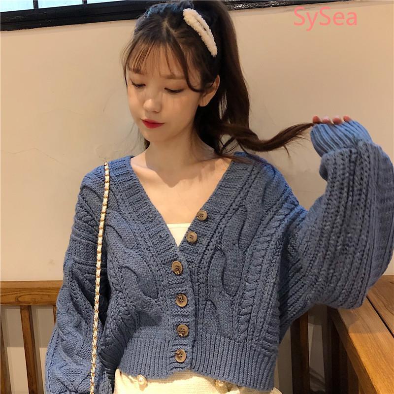 Áo sweater dệt kim tay dài dáng rộng phong cách retro Hàn Quốc thời trang mùa thu cho nữ