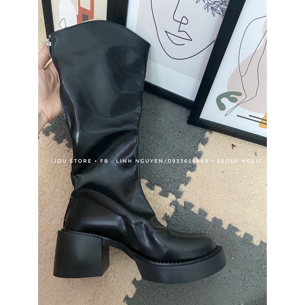 BOOT - BỐT ĐÙI CỔ V ĐẾN DÀY 6CM MŨI TRÒN CÁ TÍNH NĂNG ĐỘNG