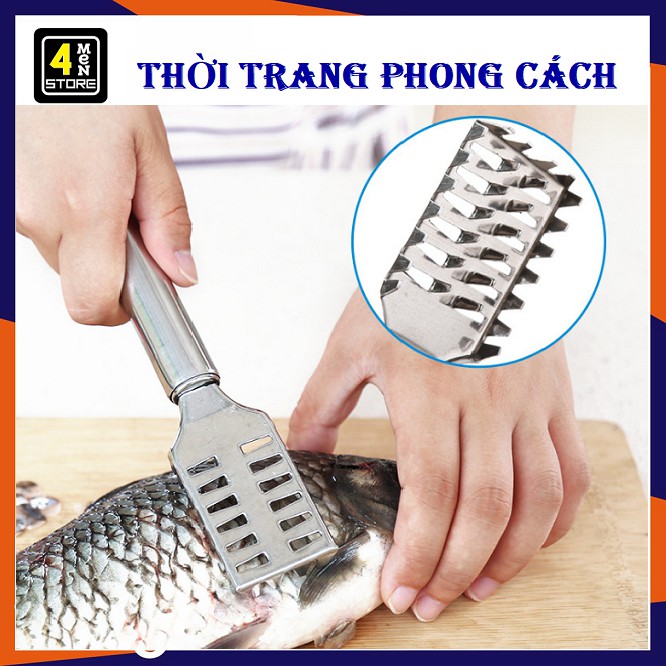 Dụng Cụ Đánh Vảy Cá Tay Cầm Inox Loại Dày Chắc Chắn - Cây cạo vảy cá bằng inox, đánh vảy cá