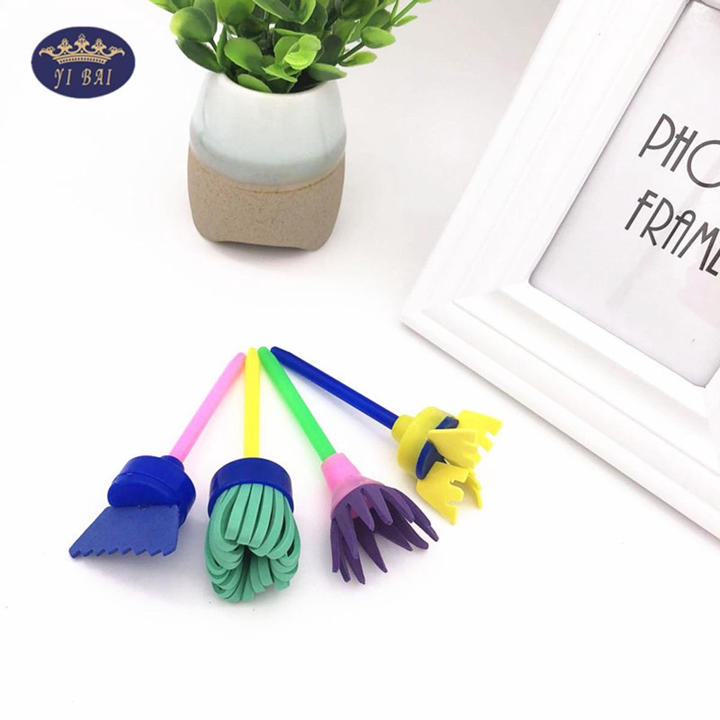 Bộ 4 Bút Mút Xốp Hình Hoa Màu Sắc Ngẫu Nhiên Dùng Vẽ Tranh Cho Trẻ Em