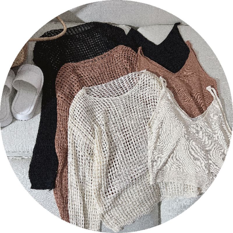 SET ÁO LEN LỖ KÈM ÁO 2DÂY