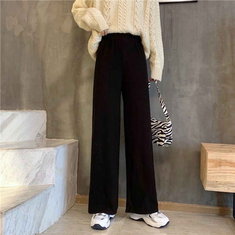 Unique1588 🍄🍄 Quần dài nhung kẻ phong cách Hàn Quốc thời trang với 3 màu tùy chọn cho nữ