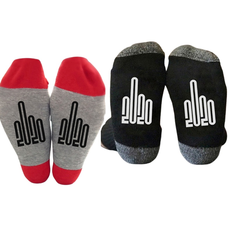 Xiangbao Vớ Cotton Thoáng Khí In Hình Ngón Giữa Màu Sắc Tương Phản Vui Nhộn Phong Cách Harajuku Cho Nam Và