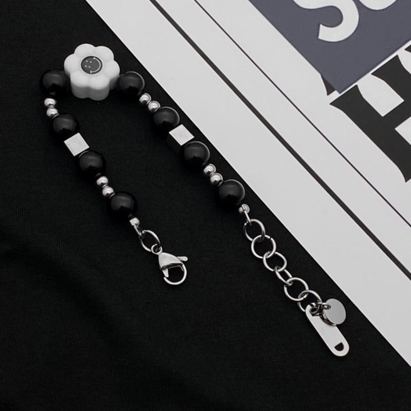 Vòng tay hình hoa đính ngọc trai giả phong cách hiphop thời trang đơn giản retro