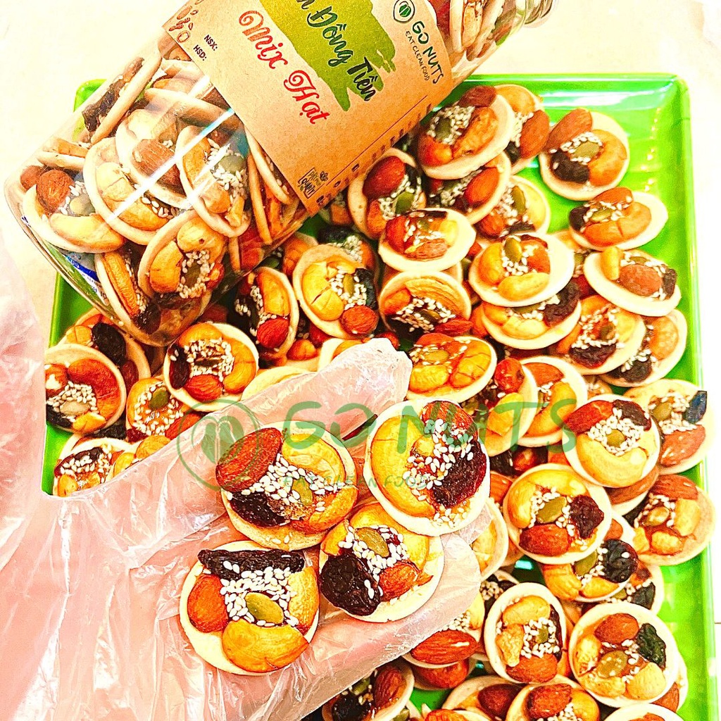 Bánh đồng tiền GO NUTS mix hạt dinh dưỡng Bánh ăn kiêng hỗ trợ giảm cân bánh ngũ cốc bánh healthy thuần chay thực dưỡng