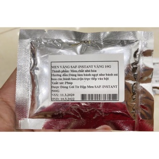 Men khô bánh mỳ ngọt Saf-Instant vàng Pháp gói 20g