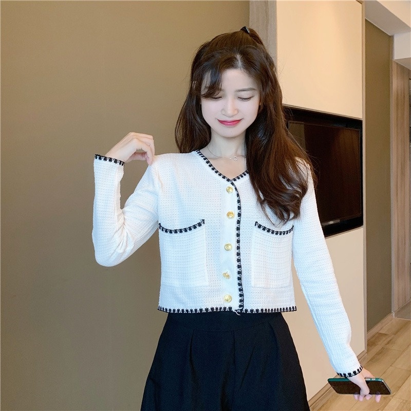 Áo khoác cardigan ZHELIHANGFEI dệt kim tay dài cổ chữ V thời trang dành cho nữ