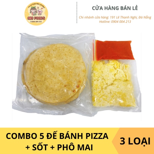 Combo 5 Đế Bánh Pizza + Sốt + 200gram Phô Mai Mozzarella