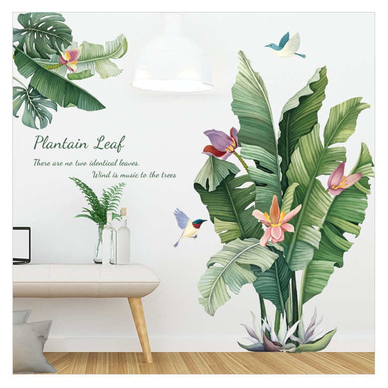 Decal Dán Tường Sticker Mẫu Hoa Lá Zh019